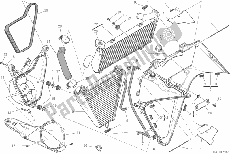 Toutes les pièces pour le Refroidisseur D'eau du Ducati Superbike 1299S ABS USA 2015